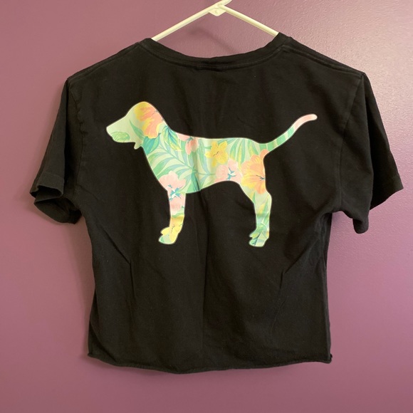 Victoria’s Secret PINK Black Tropical Dog T-Shirt - Picture 3 of 5